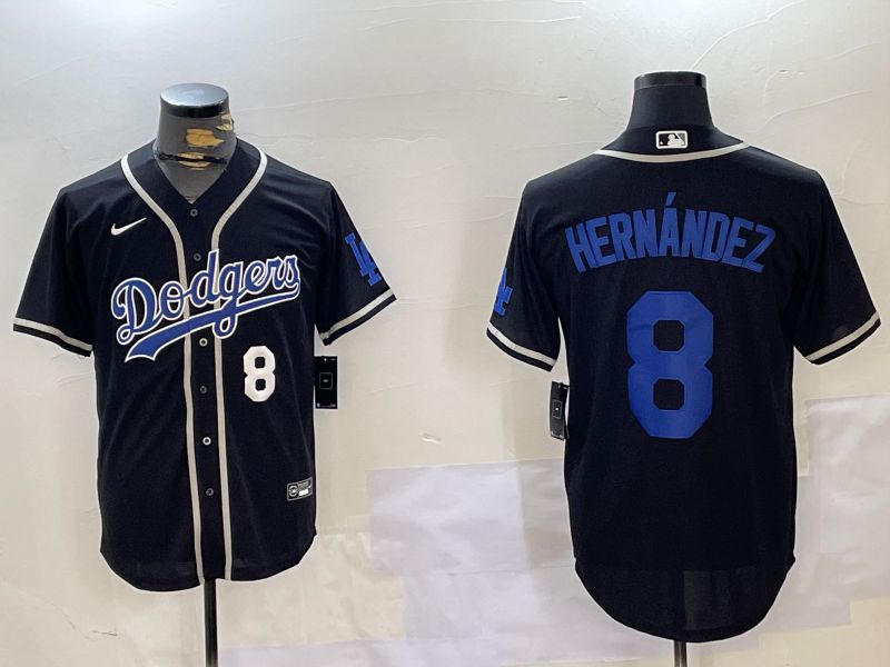 Men Los Angeles Dodgers #8 Hernandez Black Game 2024 Nike MLB Jersey style 11205